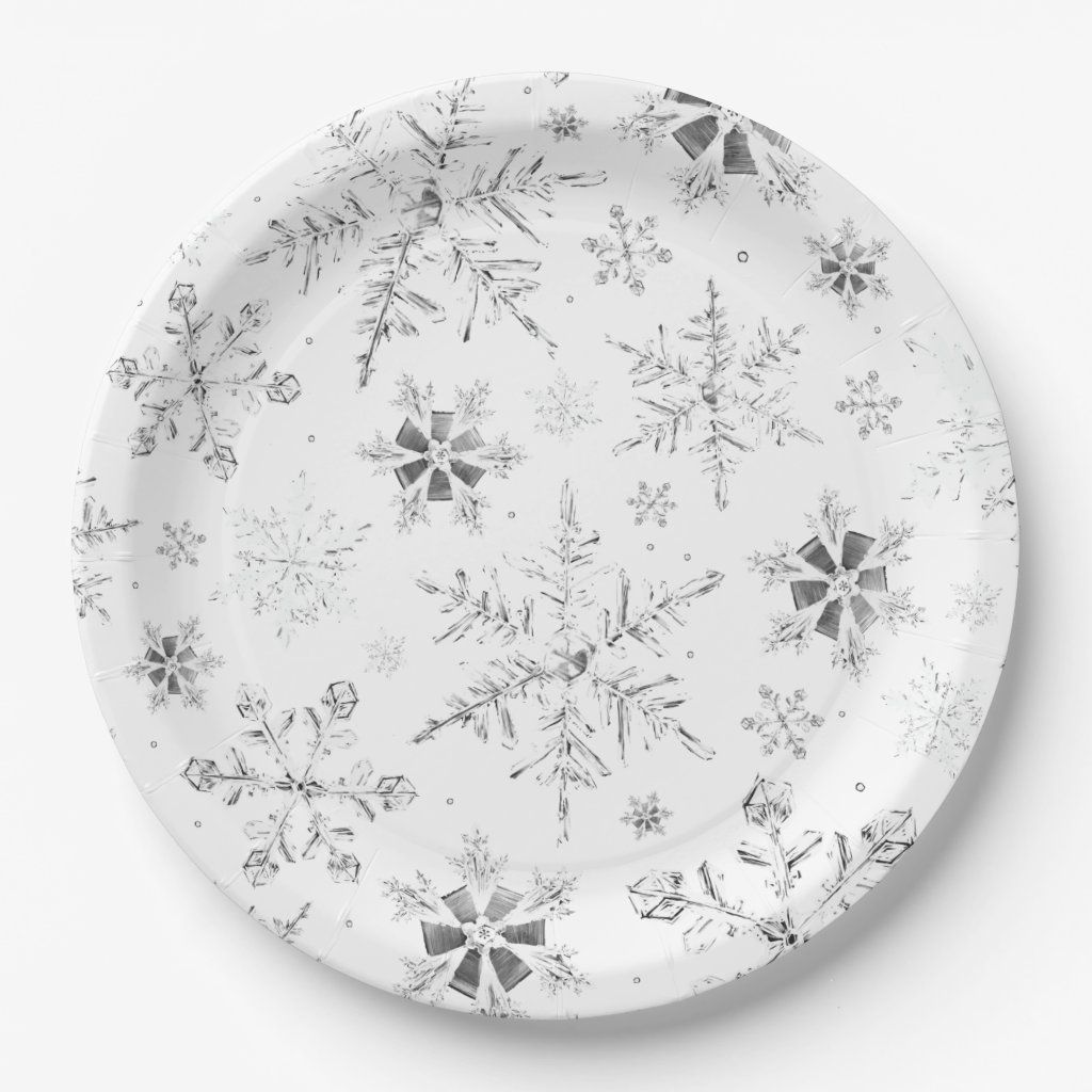Winter Snowflakes Paper Plate 8 paper plates | Zazzle