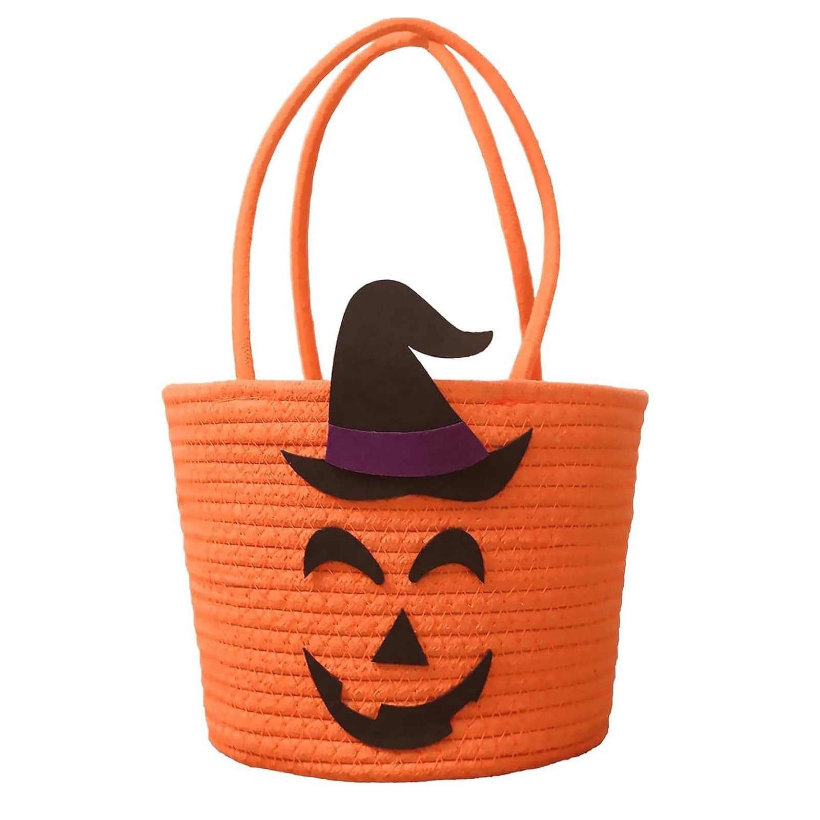 Halloween Pumpkin Basket for Kids, Woven Rope Candy Basket, Halloween Decorations, Small Woven Ro... | Amazon (US)