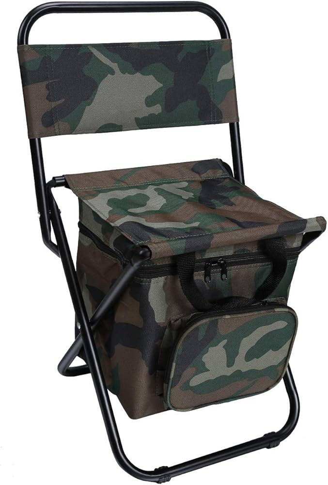 LEADALLWAY Fishing Chair with Cooler Bag Foldable Compact Fishing Stool,Camouflage | Amazon (US)
