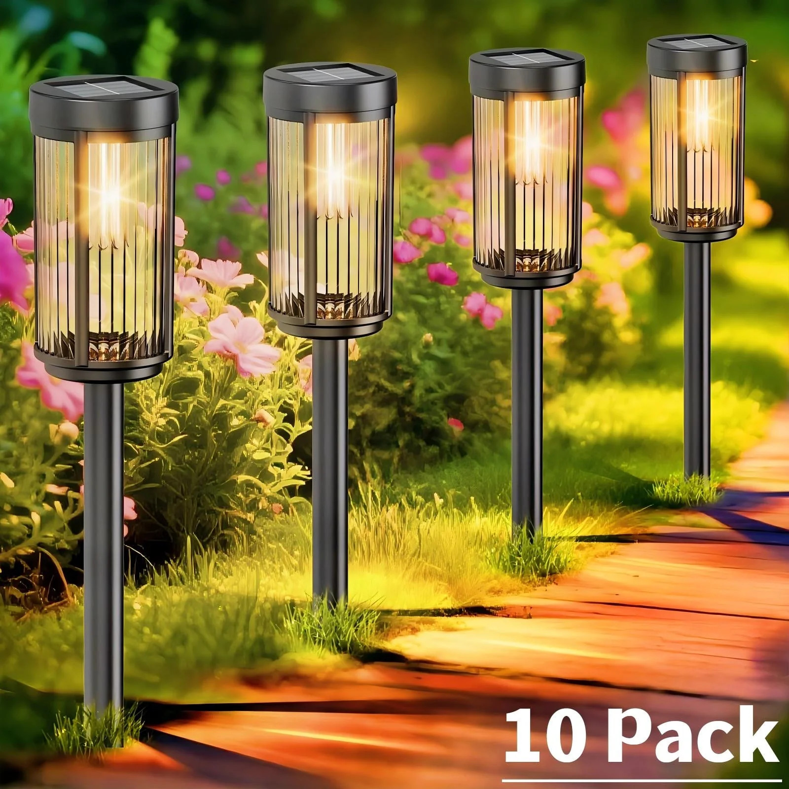 10 Pack Solar Lights for Outside Walkway Pathway Yard Garden Lawn Outdoor Waterproof Decorative C... | Walmart (US)