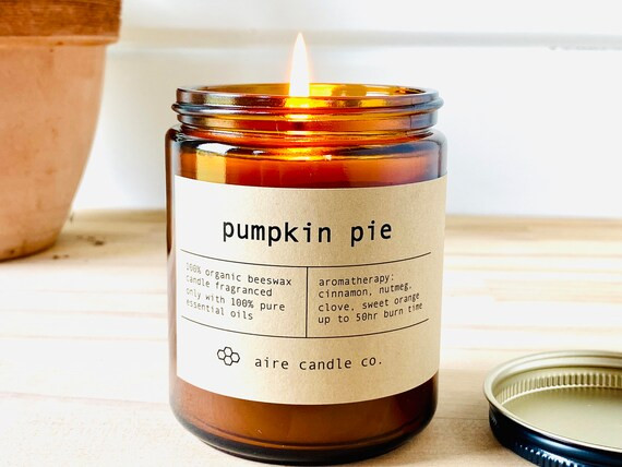 Pumpkin Pie | Beeswax Candle | 100% Pure Beeswax & Essential Oils - Cinnamon, Nutmeg, Orange, Clo... | Etsy (US)