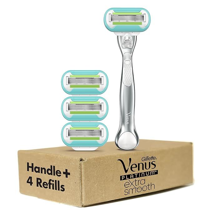Gillette Venus Platinum Extra Smooth Razors for Women, 1 Venus Razor Handle Plus 4 Five-Bladed Ra... | Amazon (US)