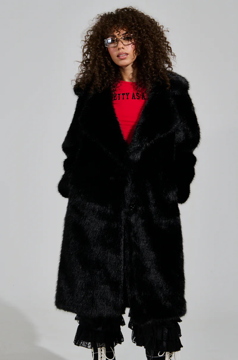 LENOX FAUX FUR TRENCH IN BLACK | AKIRA