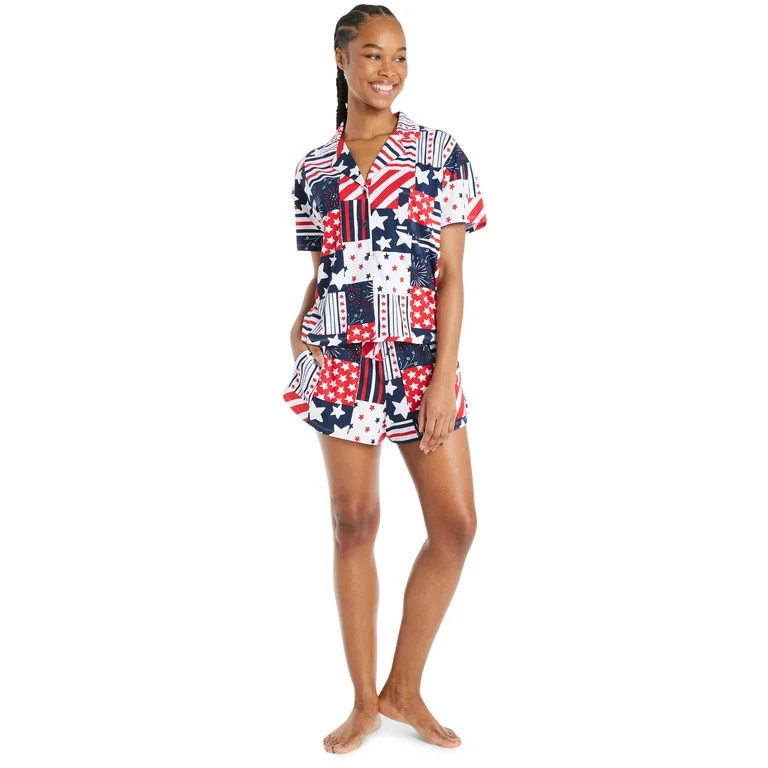 4th of July Women’s Shorty Pajama Set by Way to Celebrate, 2-Piece, Sizes XS to 3X - Walmart.co... | Walmart (US)