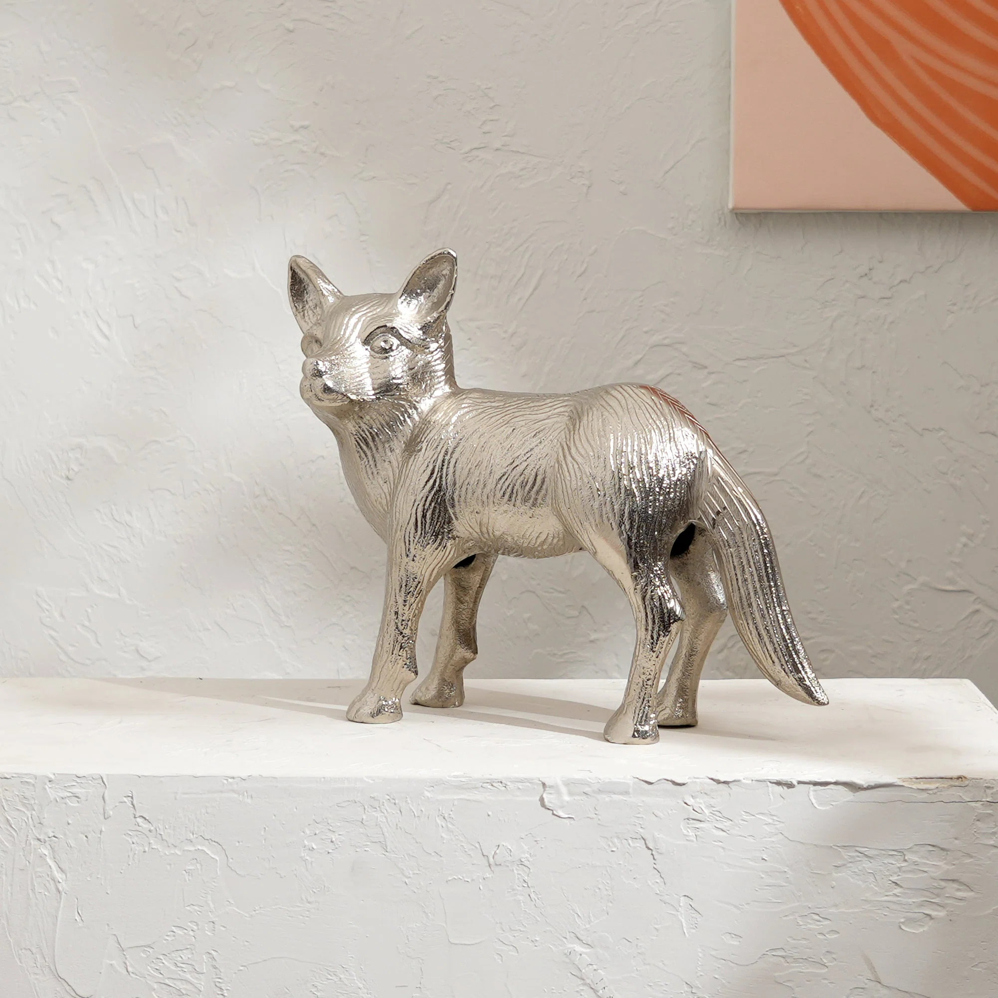 Wild Fox Aluminum Nickel Finished Animal Sculpture – 14" | Elegant Table Décor Accent Piece | Wayfair North America