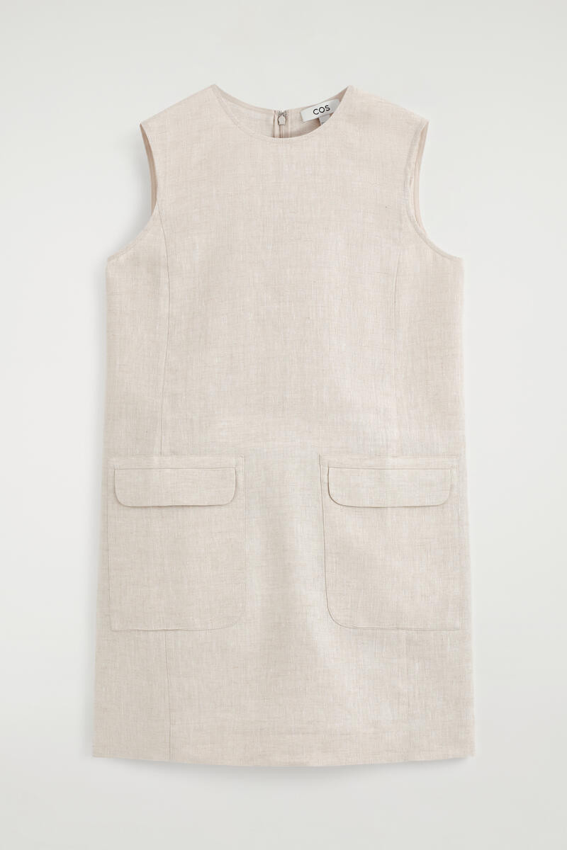 Linen Mini Shift Dress in Beige | COS (US)