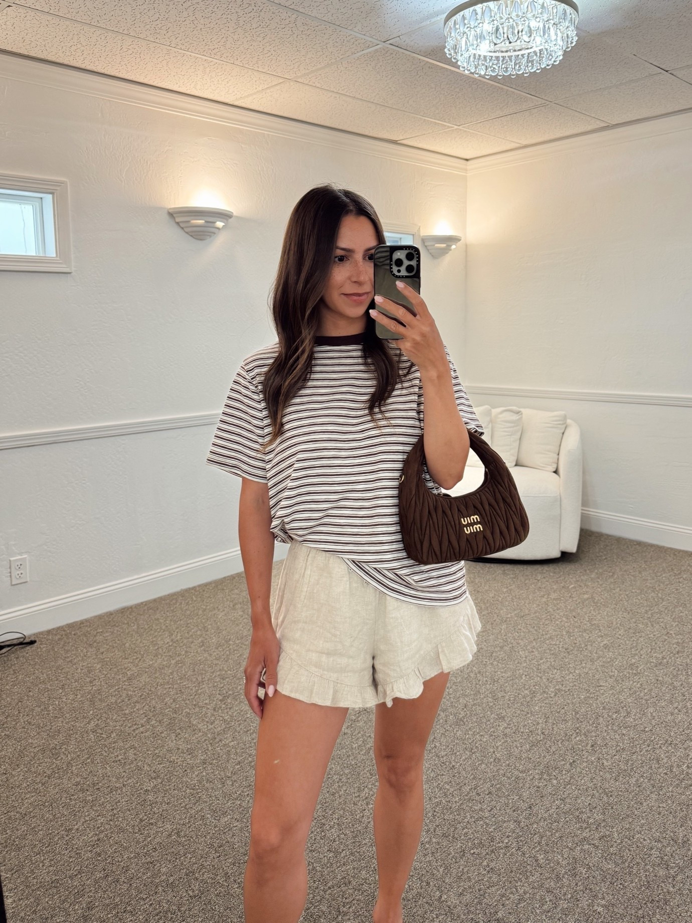 @abercrombie summer outfit

@abercrombie brown stripe t shirt- small
@abercrombie ruffle linen shorts- xs
Miu Miu brown bag
Brown strappy sandals- tts

Petite, summer outfit, linen shorts, striped tee, casual outfit

#LTKootd #LTKSeasonal #LTKPetite
