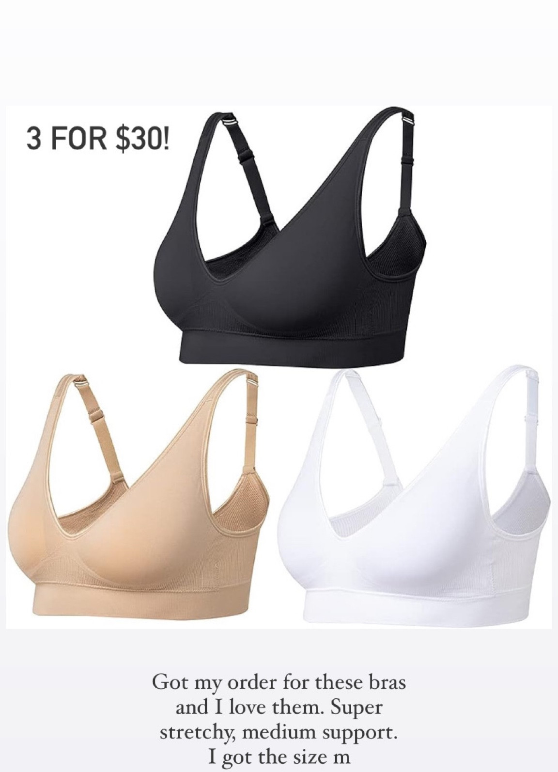 Amazon bra three pack!
Got the size m 

#LTKmaternity #LTKstyletip