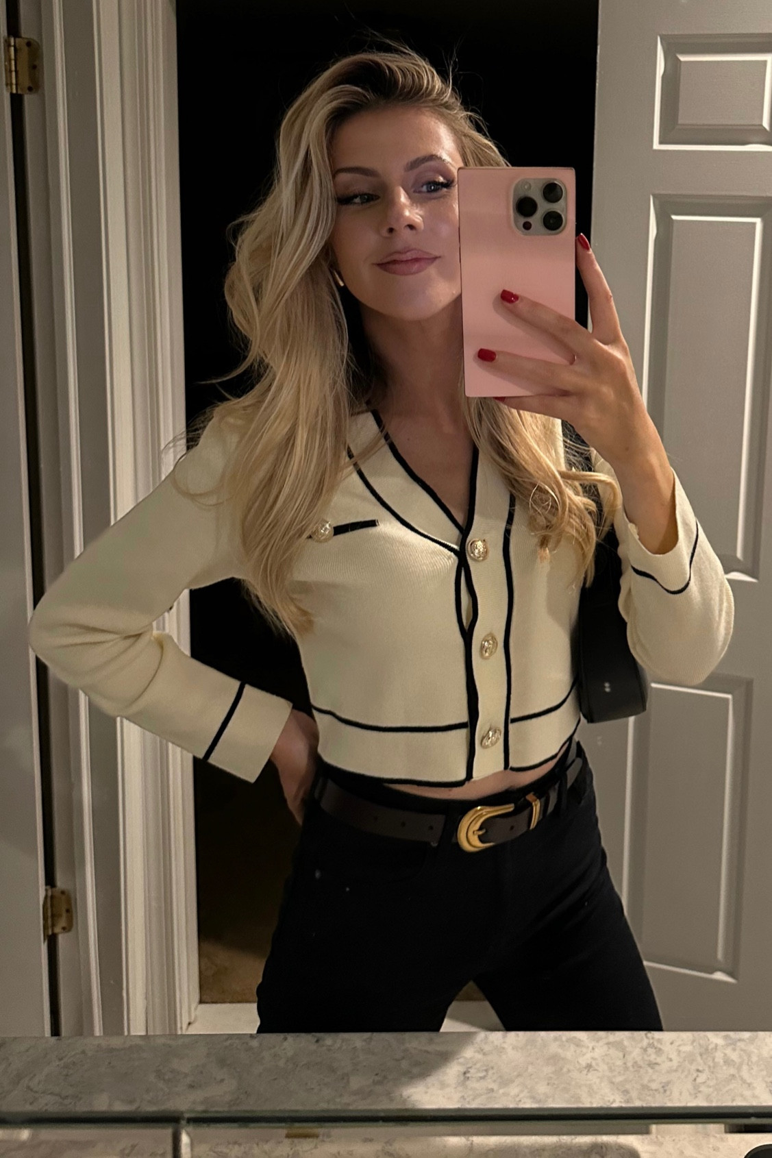 Perfect seasonal sweater, black and cream sweater with gold buttons, cream and black cardigan, fall cardigan, what to wear this weekend, what to wear this fall 🍂🍁🍃

#LTKSeasonal #LTKHoliday #LTKGiftGuide