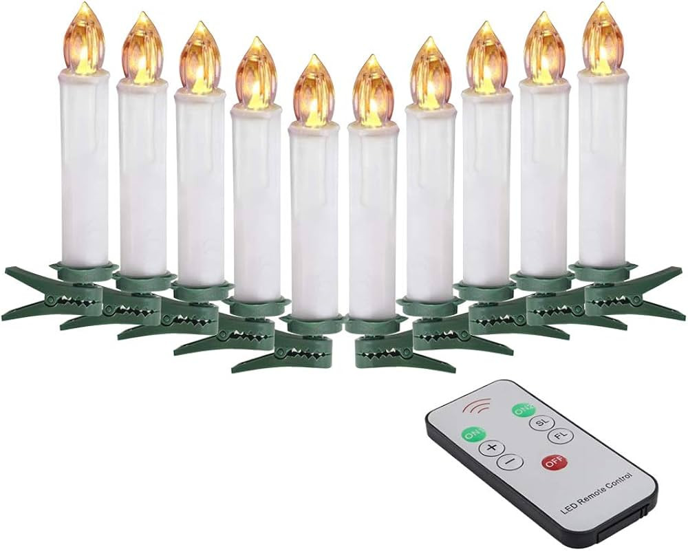 Flameless Taper Candles with Remote Control Set of 10 Led Electric Candles Battery Powered Warm Whit | Amazon (US)