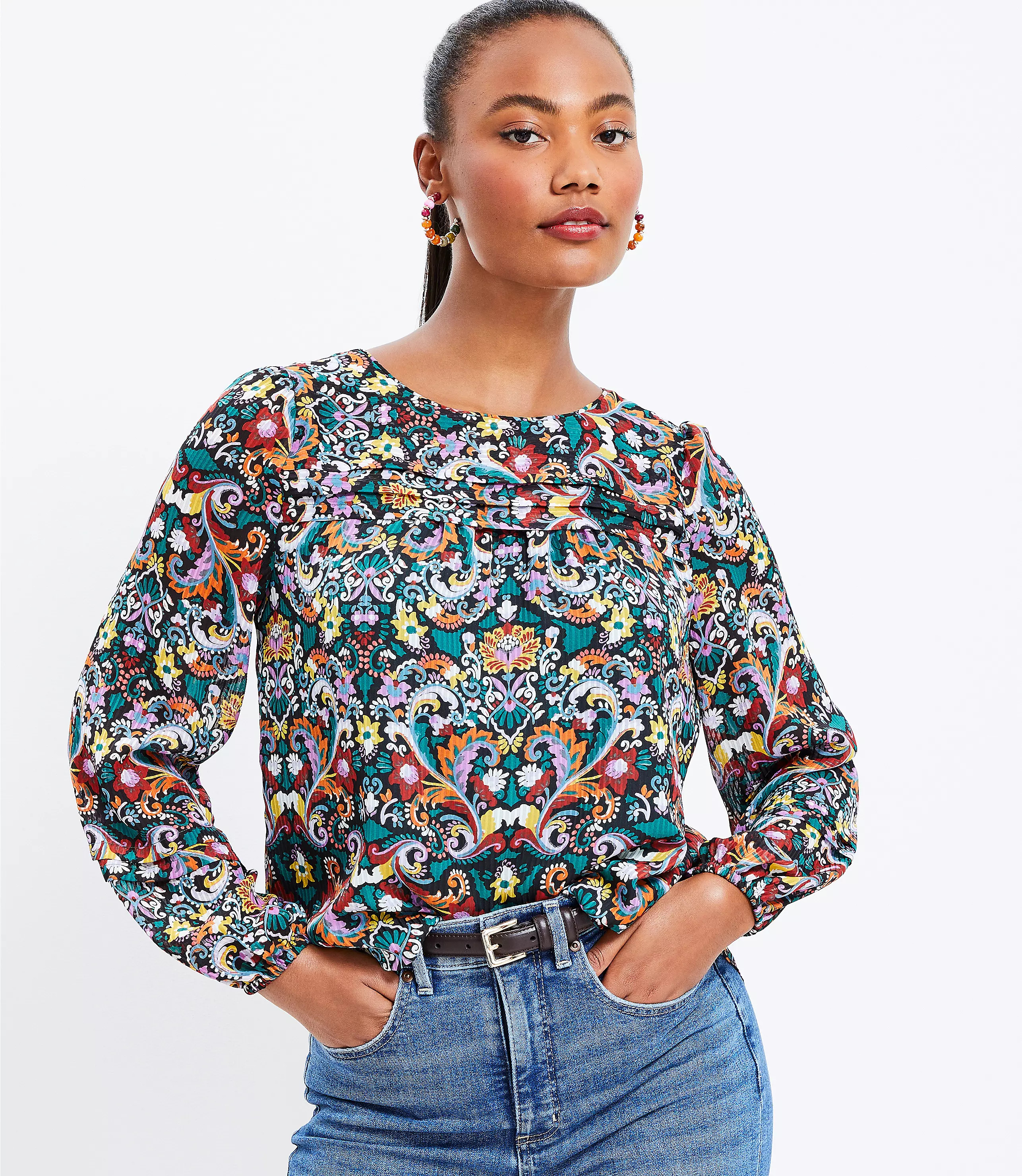 Floral Pleated Blouse | LOFT