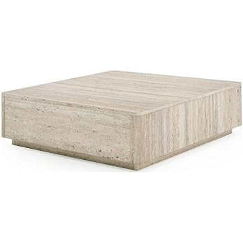 Pemberly Row Modern/Contemporary Travertine Square Coffee Table | Amazon (US)