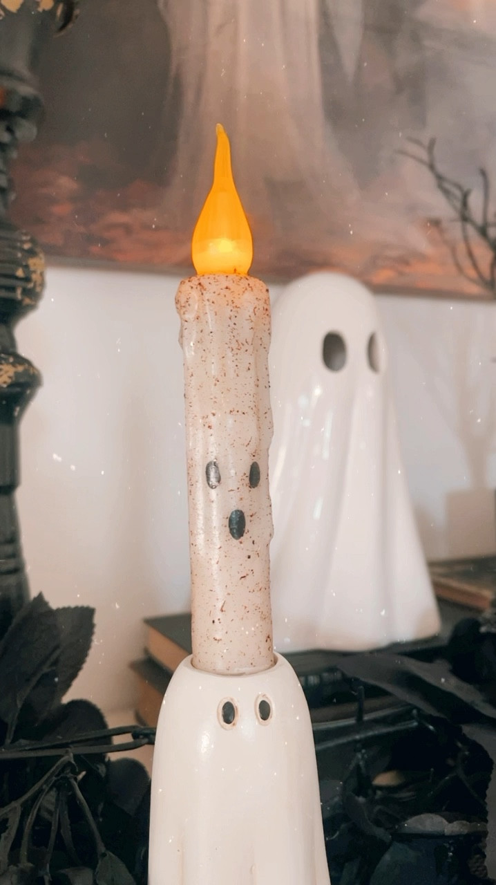 Ghostly LED Taper Candles for Halloween. Set the mood for a spooky Halloween with these ghostly LED taper candles! 👻🕯️ Battery-operated and full of eerie charm, they're the perfect addition to your haunted decor. #HalloweenVibes #LEDCandles #GhostlyDecor #SpookySeason 

#LTKHome #LTKSeasonal