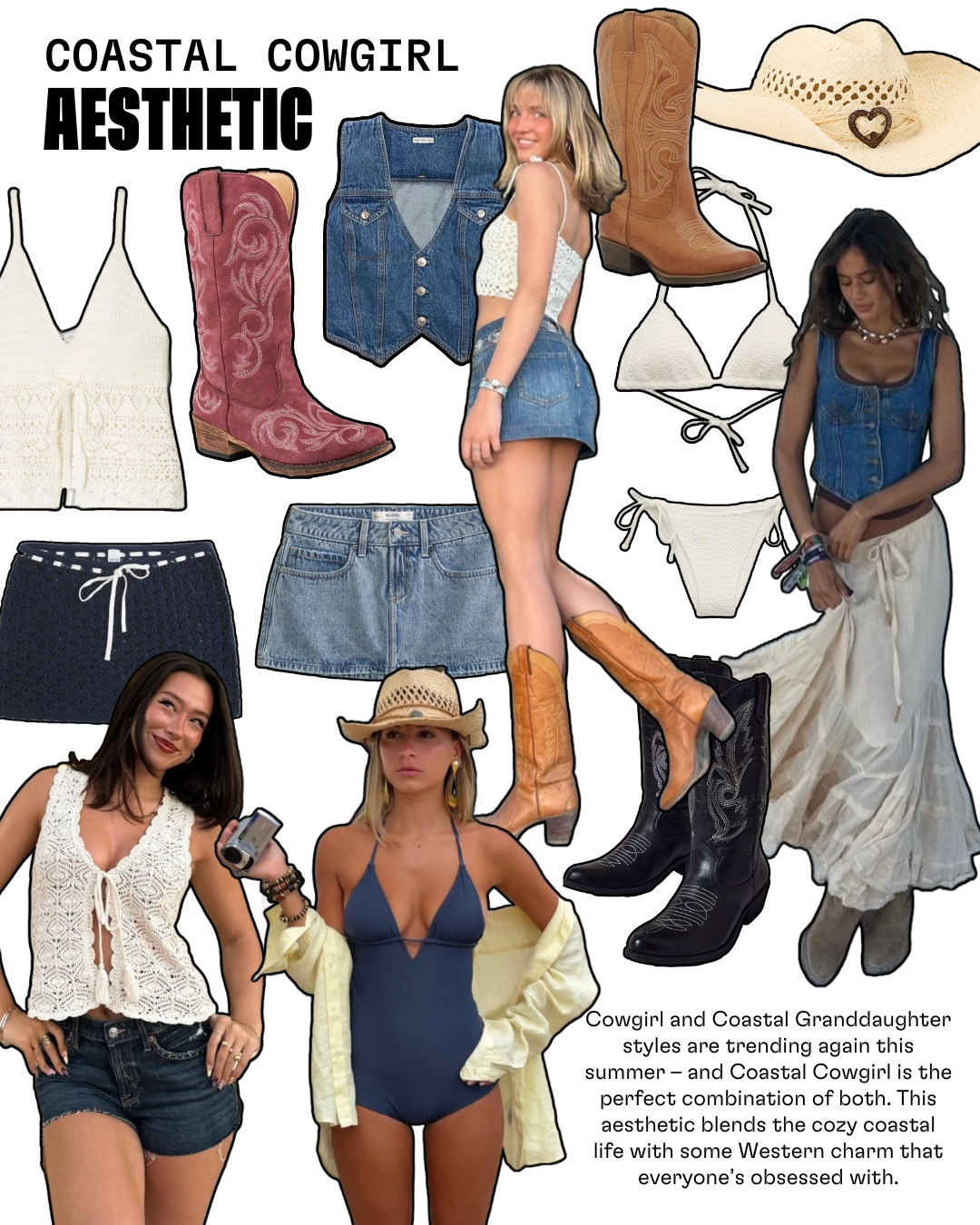 Cowgirl and Coastal Granddaughter styles are trending again this summer – and Coastal Cowgirl is the perfect combination of both. This aesthetic blends the cozy coastal life with some Western charm that everyone’s obsessed with. If you’re loving this aesthetic just as much as we are, here are a few key pieces you should invest in. Full guide on astyleset.com/blog/coastal-cowgirl-aesthetic 🐚

#coastalcowgirl #summerfashion 

#LTKStyleTip #LTKSeasonal
