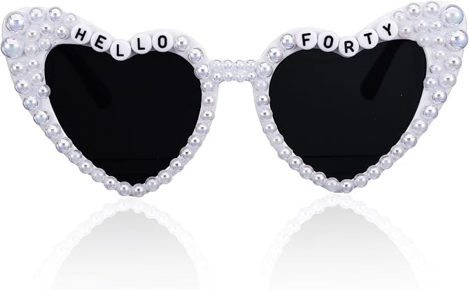 40th Birthday Sunglasses, Hello Forty Heart Glasses for Women Men, 40th Birthday Gifts Women | Amazon (US)