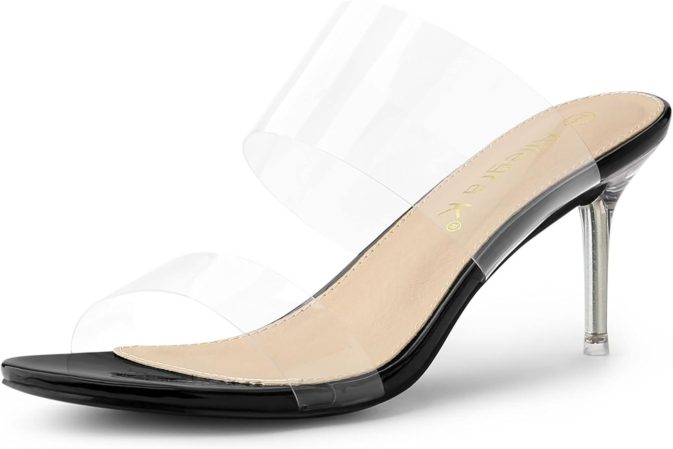Allegra K Women's Clear Slide Stiletto Heel Clear Sandals | Amazon (US)