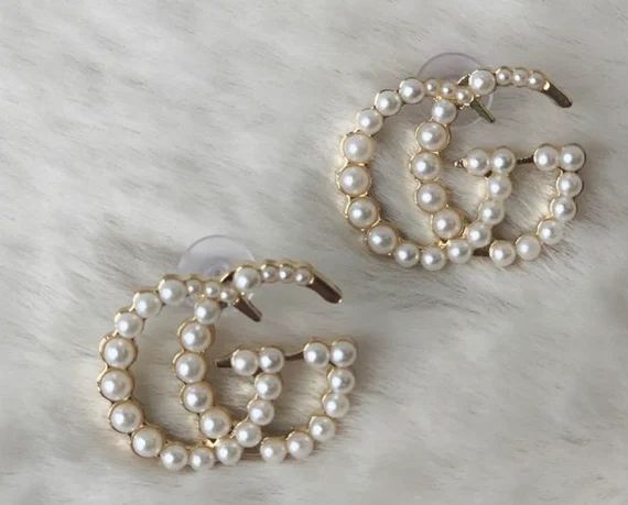 GG pearl stud earrings | Etsy (US)