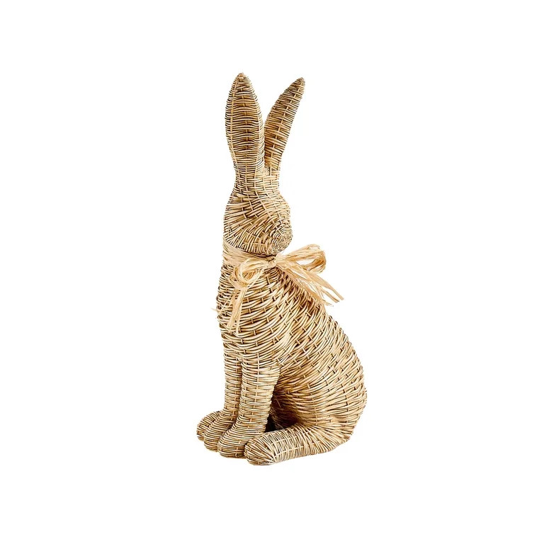 ValHome Woven Bunny Easter Decorations Indoor - 16.5" Standing Woven Bunny Figurine with Straw Bo... | Walmart (US)