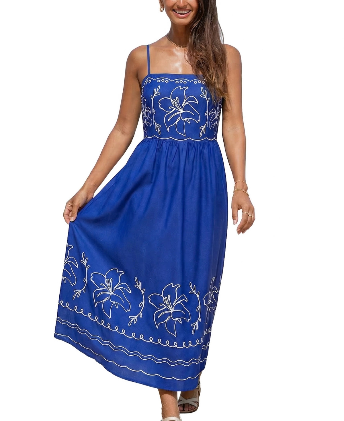 Cupshe Women's Groundbreaking Floral Midi Beach Dress - Blue | Macy's
