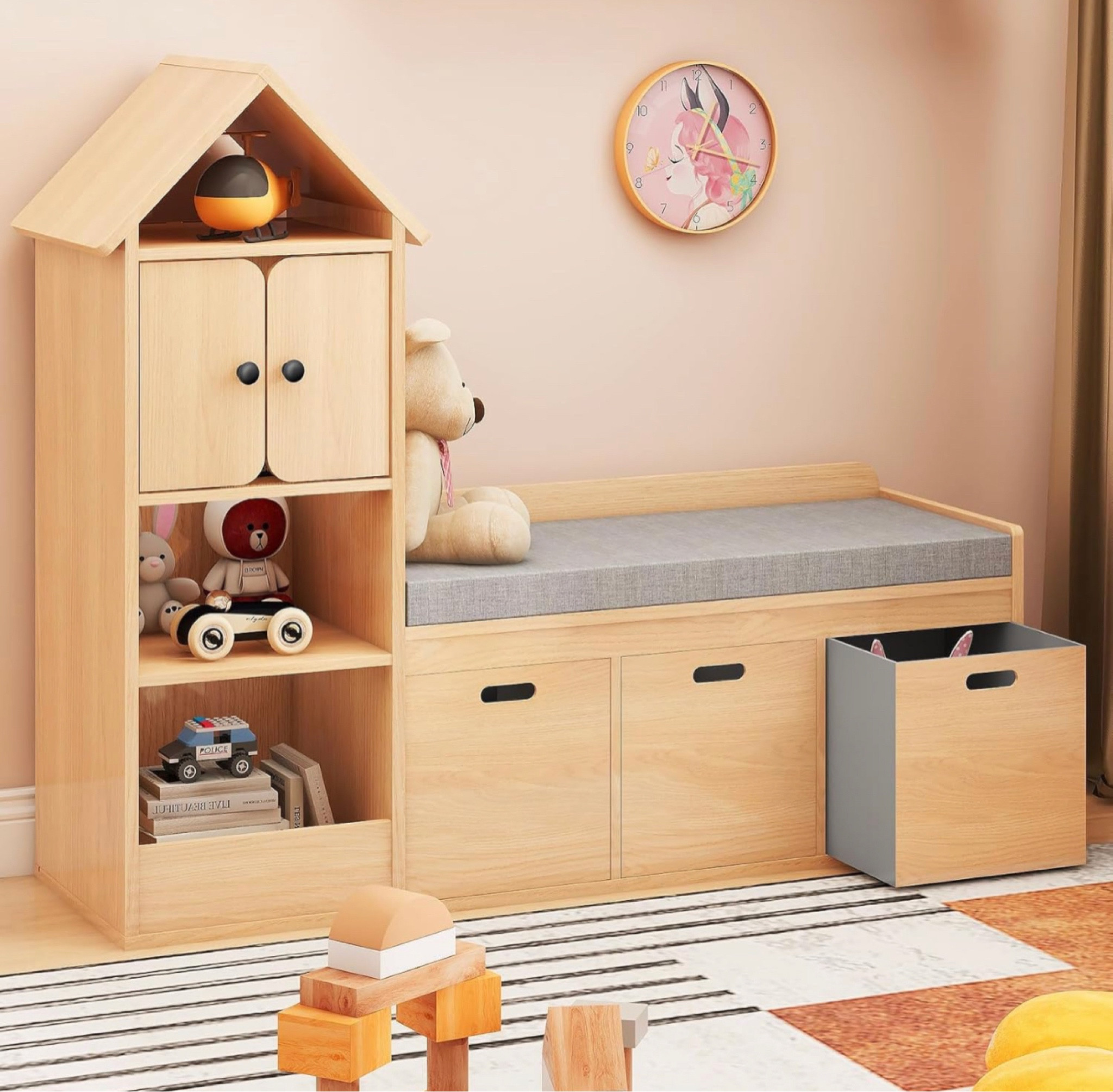 Love this bookshelf ! It is so cute! It comes with the bench, drawers in the bottom! Such a great place to store stuff! 

#LTKFamily #LTKKids #LTKBaby