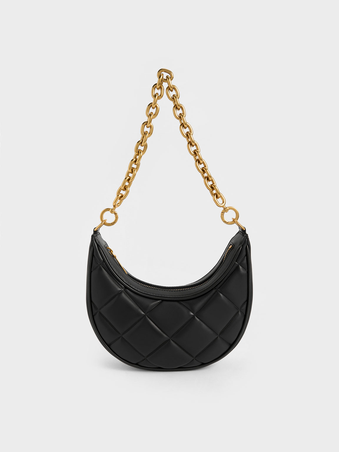 Black Bonnie Chain-Handle Crescent Bag | CHARLES &amp; KEITH | Charles & Keith US