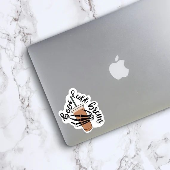 Boos and Cold Brews Sticker  Iced Coffee Skeleton Hand Laptop | Etsy | Etsy (US)