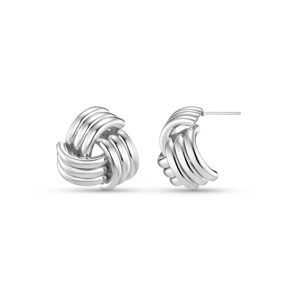 Interlocking Statement Stud Earrings Silver | Orelia