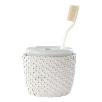 Caribbean White Rattan Tooth Brush Holder | Bed Bath & Beyond | Bed Bath & Beyond