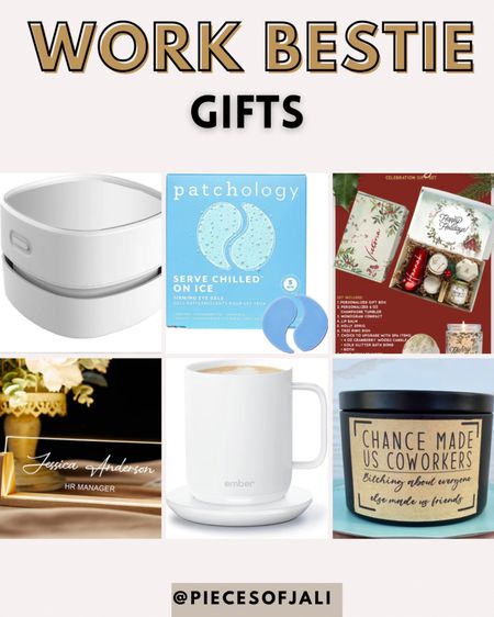 Work bestie gifts

Ember mug 
Co worker gift box
Work plague gift 

#LTKGiftGuide #LTKHoliday #LTKsalealert