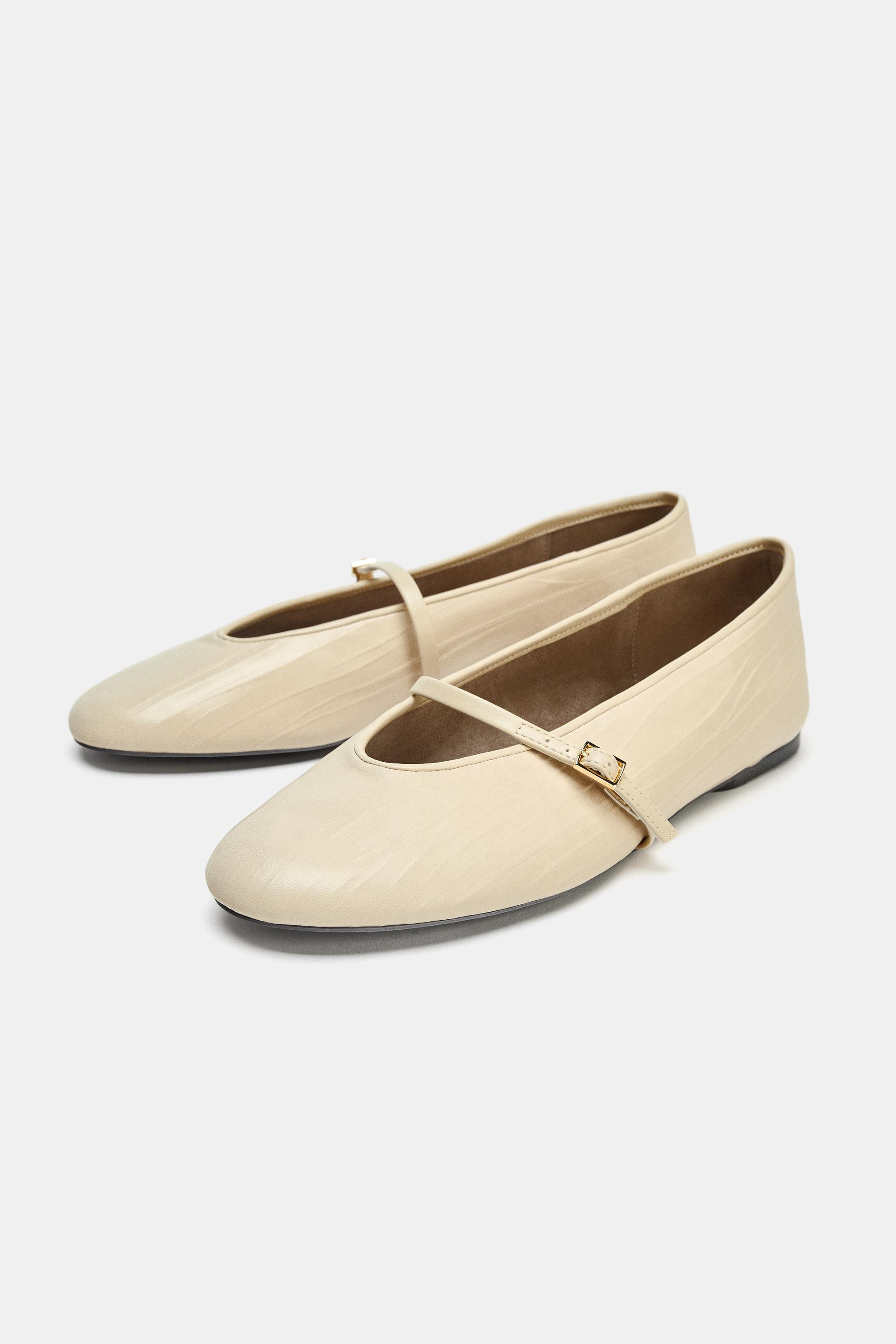 LEATHER BALLET FLATS | Zara US