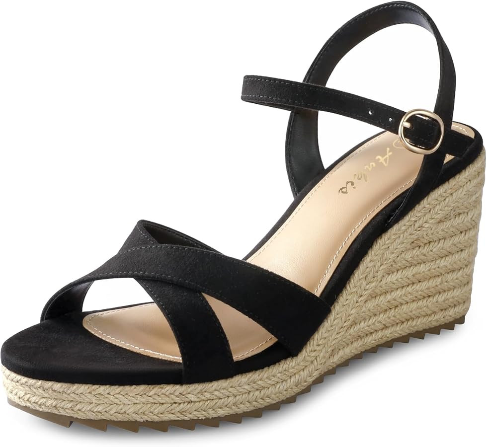 Ankis Wedge Sandals for Women, Espadrille Womens Wedge Sandals Comfortable Open Toe Cross Band An... | Amazon (US)