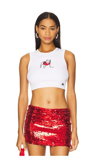 University Of Georgia Bulldog Cut Off Tank Top in White | Revolve Clothing (Global)