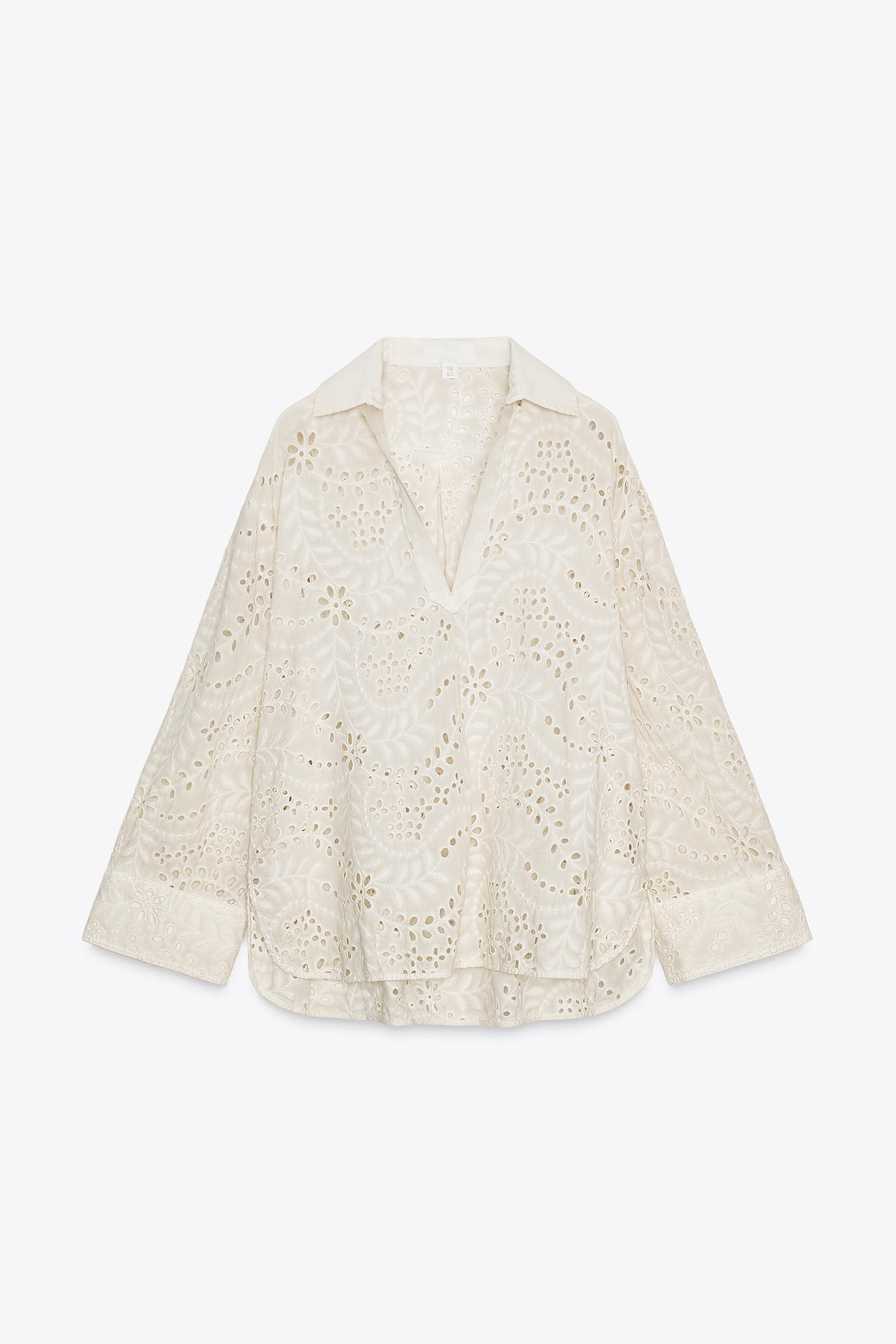 ZW COLLECTION SHIRT WITH CUTWORK EMBROIDERY | Zara UK