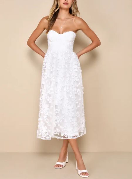 Shop white midi dresses! The Quite Perfect White Floral Embroidered Strapless Midi Dress is under $100.

Keywords: Midi dress, lace dress, strapless dress, maxi dress, bridal shower, Easter, date night outfit, resort outfit, vacation outfit, vacation outfits, party outfit, party dress, white lace dress

#LTKGala

#LTKfindsunder100 #LTKwedding