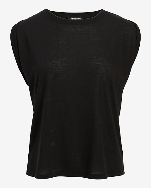 Skimming Linen-blend Crew Neck Muscle Tank | Express