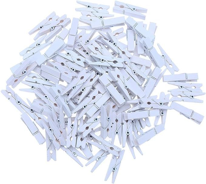 DECORA 3.5cm Sturdy White Wooden Mini Clothespin Photo Clips Pack of 100 | Amazon (US)