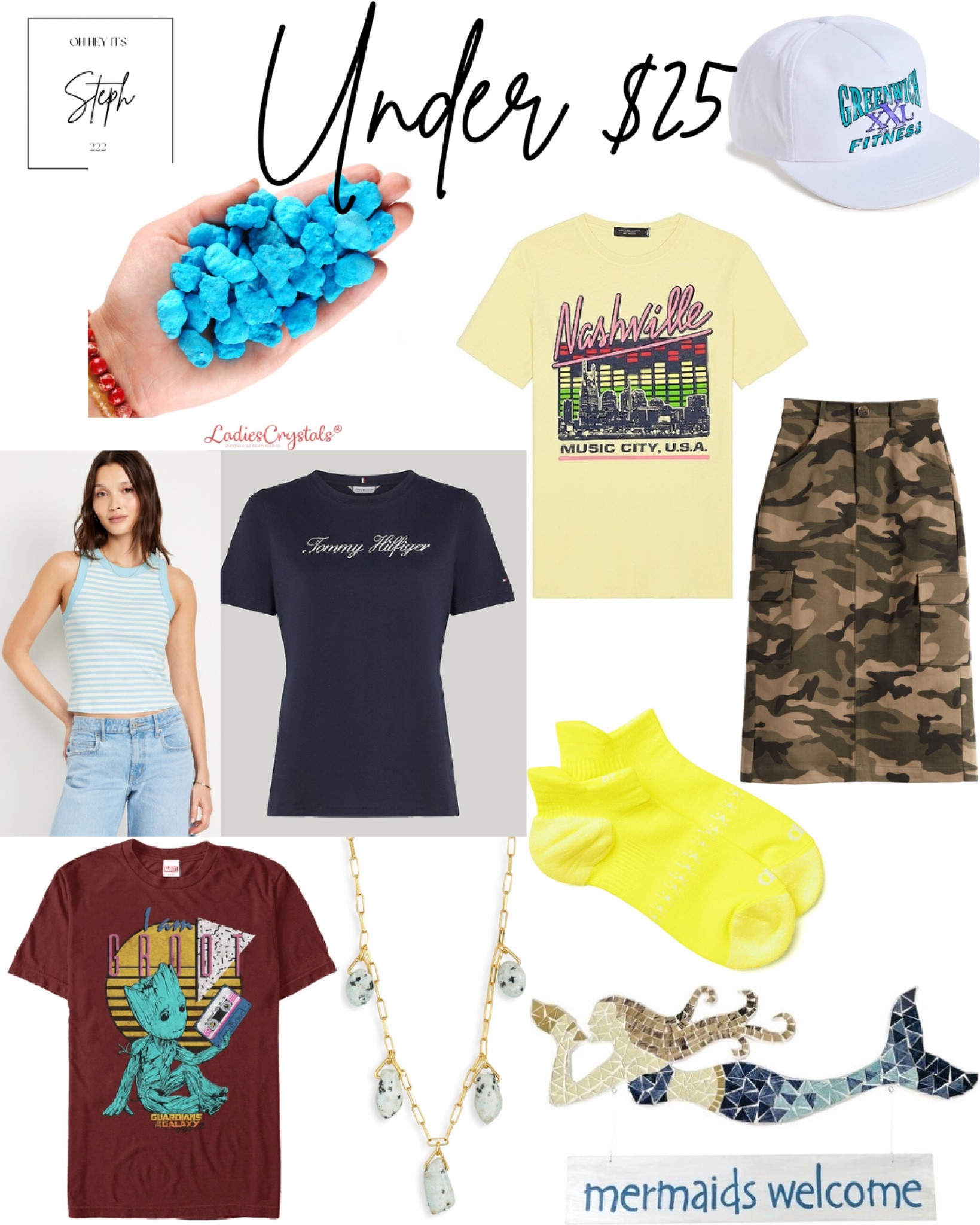 Under $25


Men's Guardians of the Galaxy tshirt, Macys, madewell, charm necklace, Nordstrom, Meramids Welcome Sign Wall, Target, Crop Tank Top, old navy, Tommy Hilfiger, blue tshirt, alo yoga, Chakra Tab Socks, Blue Howlite Tumbled Stone, Etsy, Kids' Camo Print Cargo Skirt, Nashville Music Skyline Tee, revolve,  Vintage Style Cap, Shopbop 

#LTKSeasonal #LTKfindsunder50 #LTKsalealert
