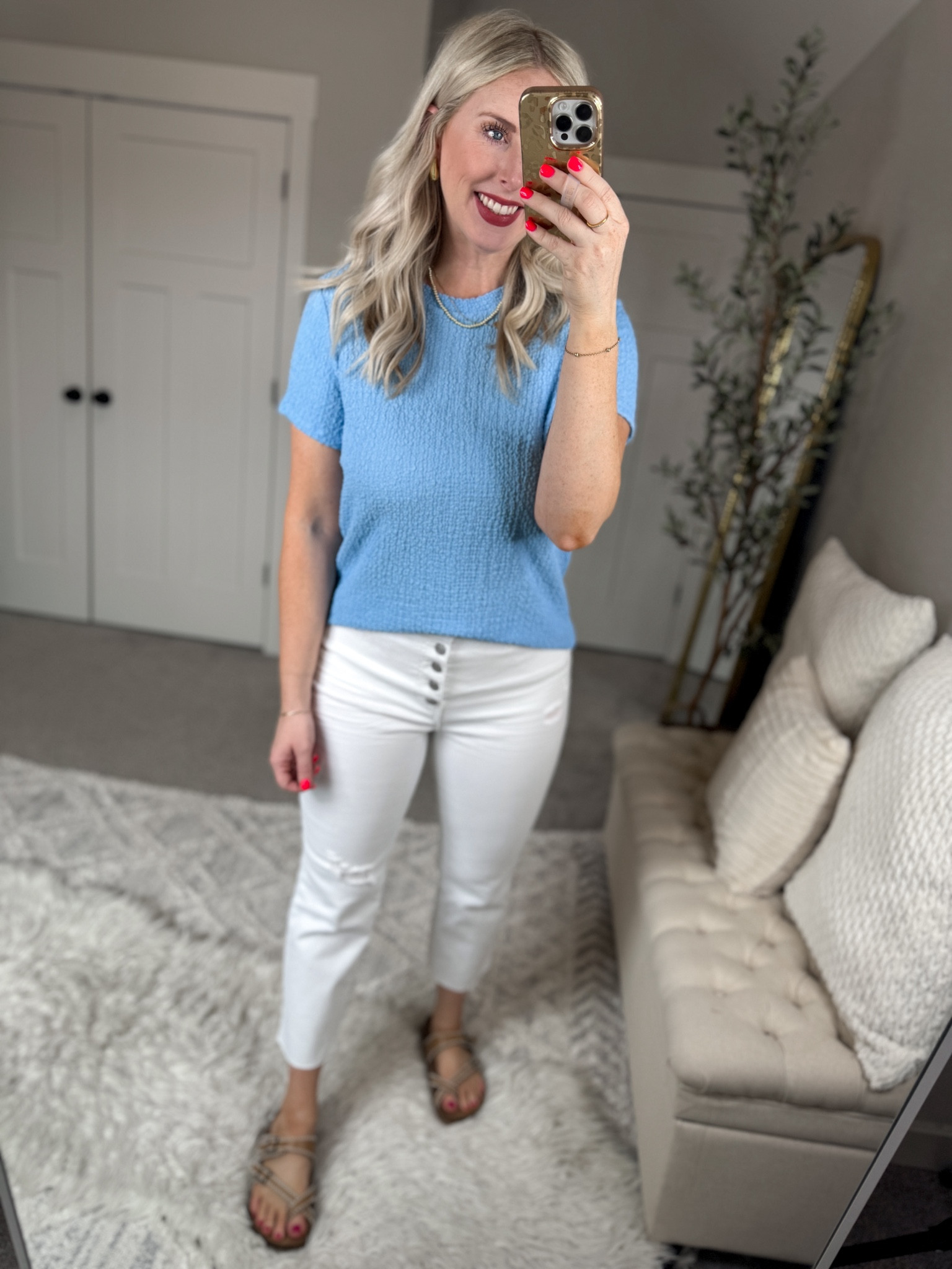 Daily try on, Walmart outfit, Walmart fashion, Walmart try on, time and tru, white jeans, textured tee 

#LTKfindsunder50 #LTKSeasonal #LTKstyletip