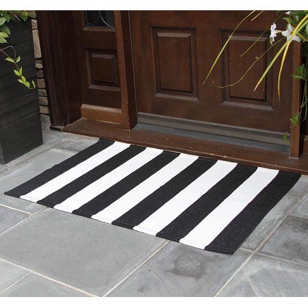 Black and White Striped Rug 27.5 x 43 Inches Cotton Woven Washable Outdoor Rugs for Farmhouse Layere | Walmart (US)
