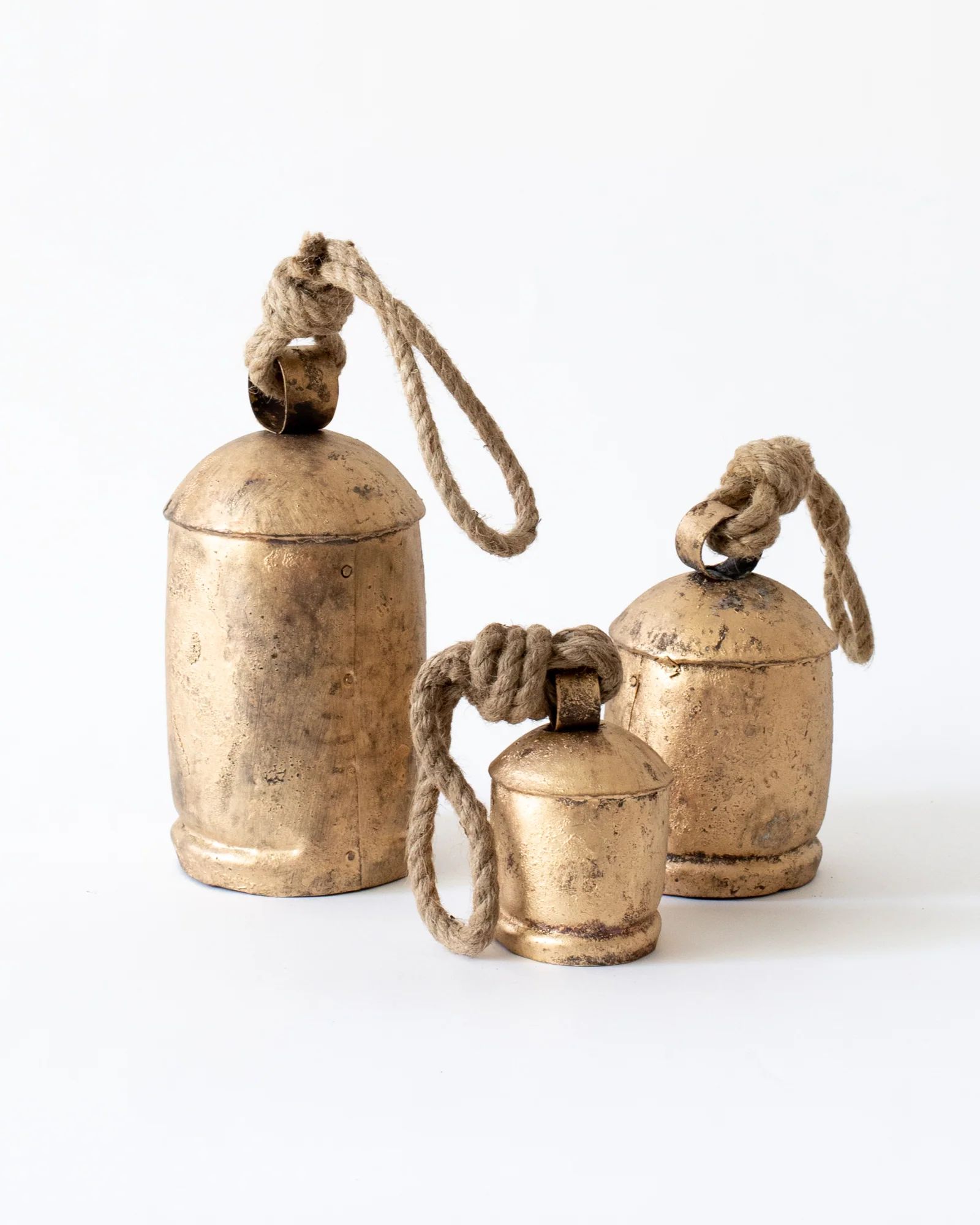 Brass Bell with Rope - Set of 3 | The Vintage Rug Shop
