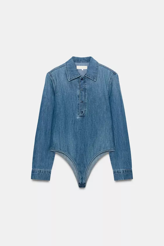 SHIRT-STYLE BODYSUIT WITH SHOULDER PADS | Zara US