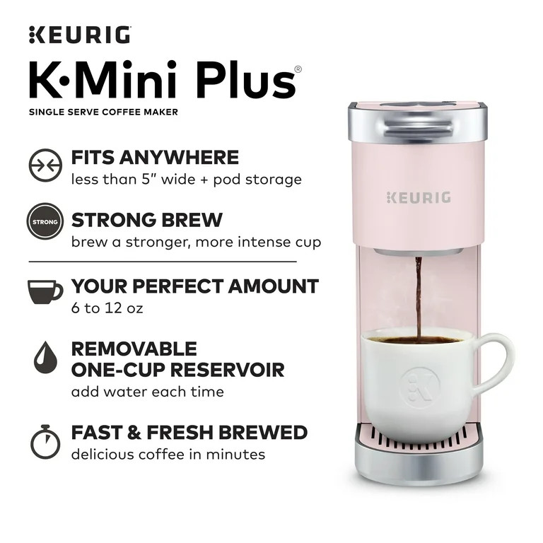 Keurig K-Mini Plus Single Serve K-Cup Pod Coffee Maker, Dusty Rose - Walmart.com | Walmart (US)