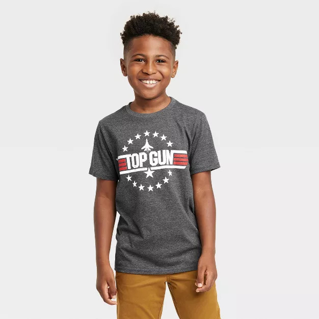 Boys' Top Gun Short Sleeve Graphic T-Shirt - Heather Gray | Target