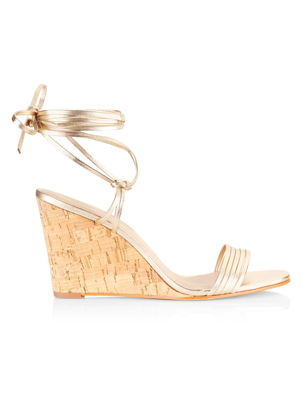 Women's COLLECTION Lace-Up Cork Wedge Sandals - Gold - Size 6 - Gold - Size 6 | Saks Fifth Avenue