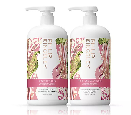 Philip Kingsley Elderflower & Rhubarb 1L Supersize Duo - QVC UK | QVC UK
