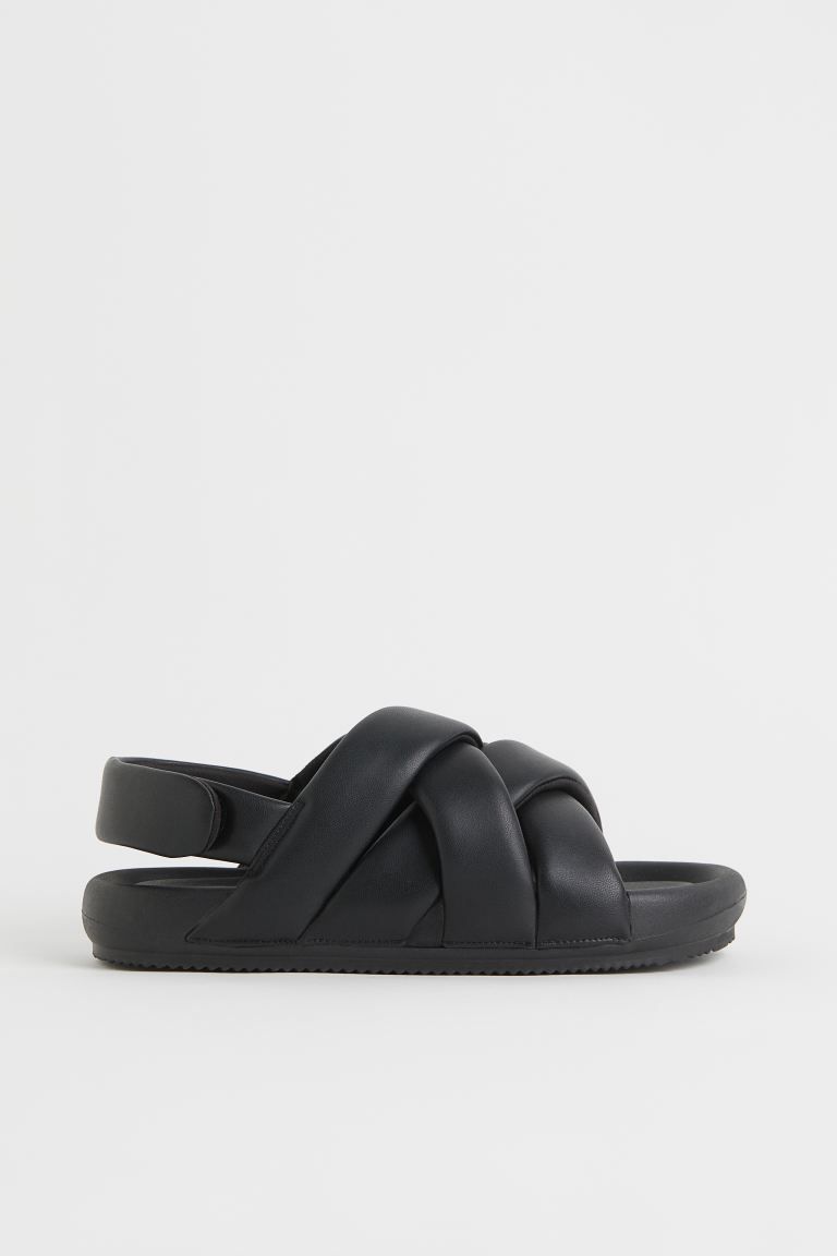 Sandals with open toes, padded, crossover foot straps, and heel strap with hook-loop fastener. Mo... | H&M (US + CA)