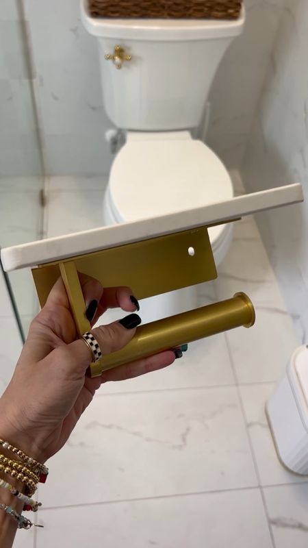 Bathroom. Toilet paper holder. Marble. Censored, touch free trash can.  Master bath. Primary bath  

#LTKFind #LTKsalealert #LTKhome