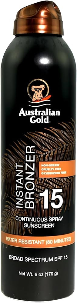 Australian Gold Continuous Spray Sunscreen with Instant Bronzer SPF 30, Immediate Glow & Dries Fa... | Amazon (US)