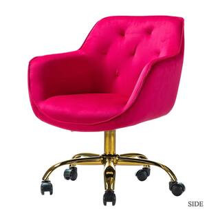 JAYDEN CREATION Helen Fushia Swivel Task Chair with Tufted Back OFDT0092-FUSHIA - The Home Depot | The Home Depot