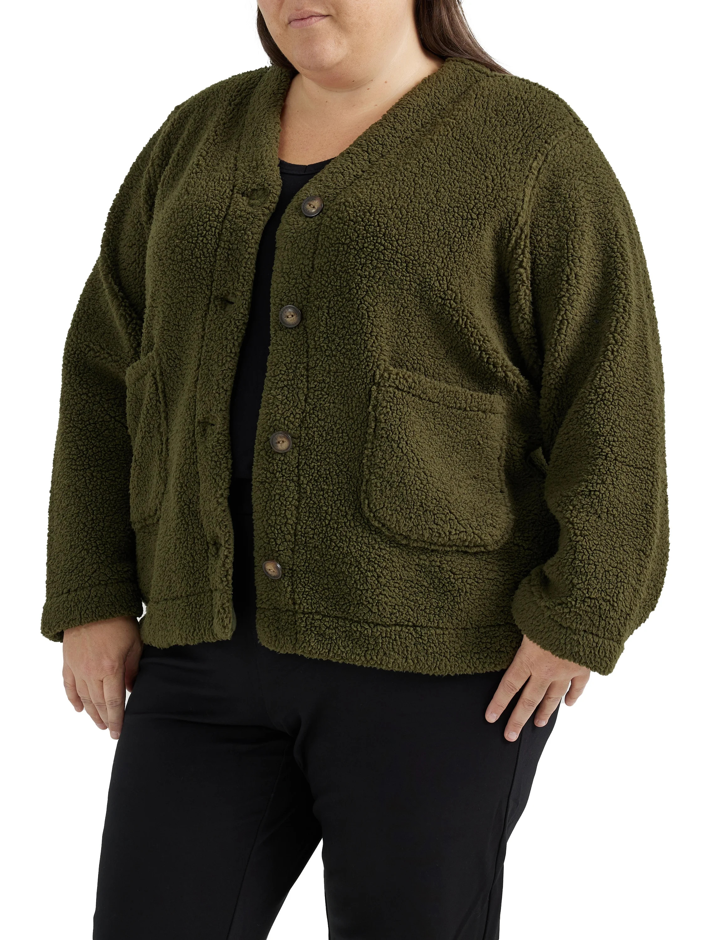 Lee® Women's Plus V-Neck Fleece Cardigan | Walmart (US)